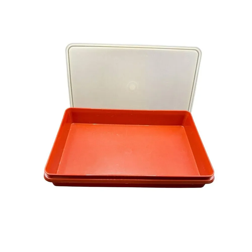 Vintage Red & White Tupperware Storage Containers With Lid Cover